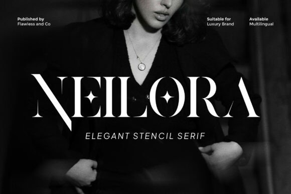 Neilora Typeface: Elegant Stencil Serif for Branding
